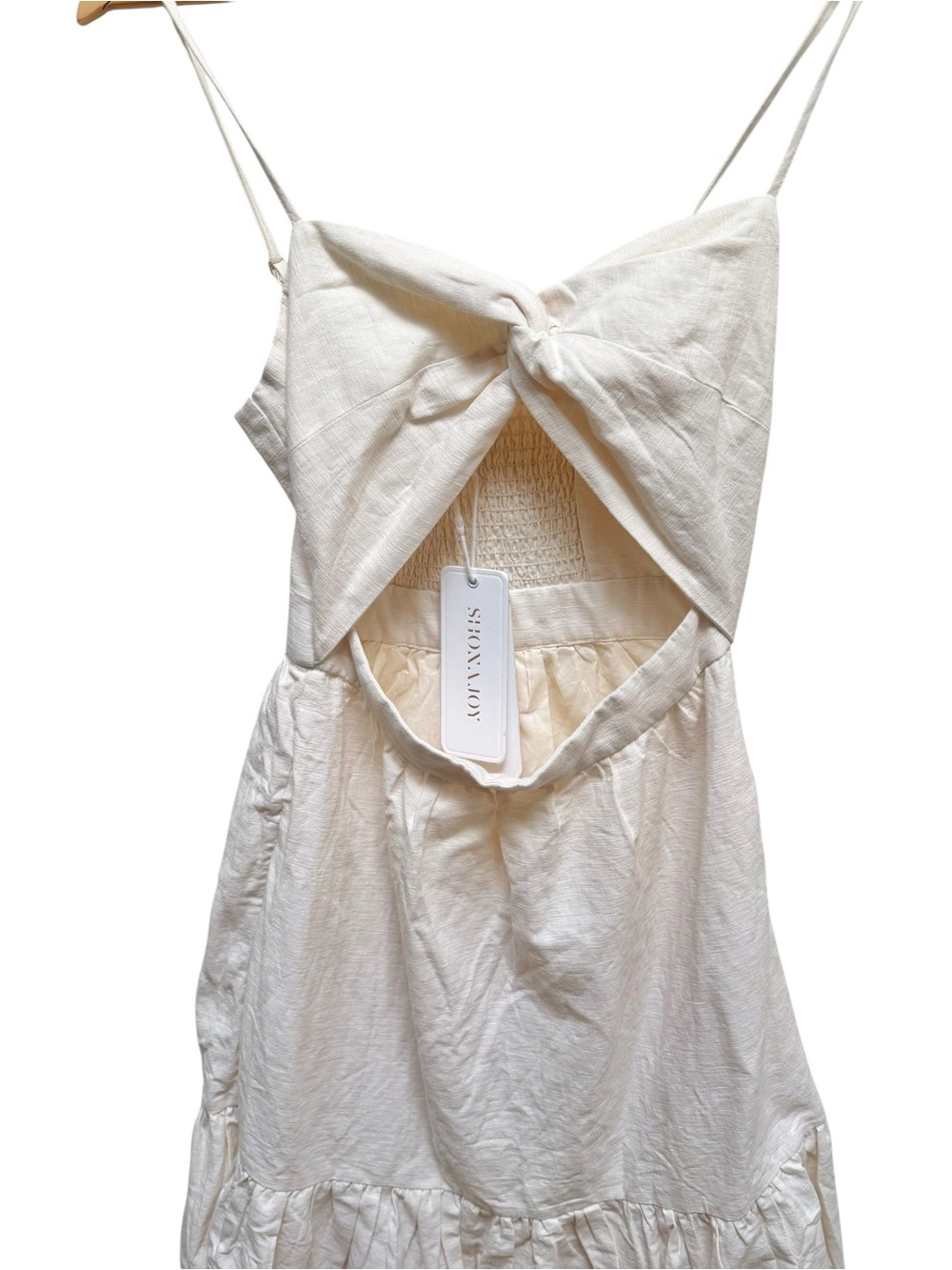 Shona Joy *NEW* Cecilia Twist Bodice Midi Dress in Linen - Picture 11 of 17